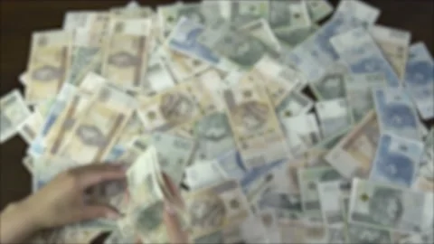 Stack of polish bills Stock Footage 143974171