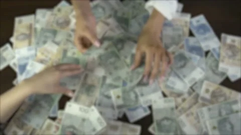 Stack of polish bills hundreds Stock Footage 143974170