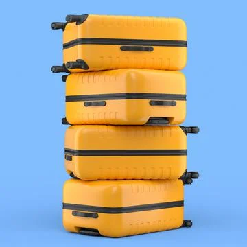 Stack of polycarbonate suitcases isolated on blue background Stock Illustration