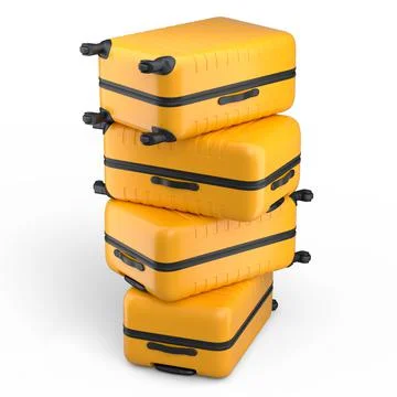 Stack of polycarbonate suitcases isolated on white background 스톡 일러스트