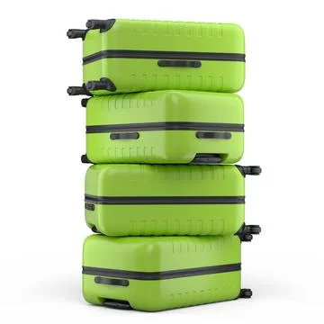 Stack of polycarbonate suitcases isolated on white background 스톡 일러스트