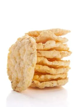 Stack of popcorn chips on a white background Stock Photos