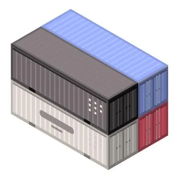 Stack port container icon, isometric style Stock Illustration