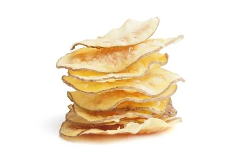 Stack of potato chips on a white background Stock Photos