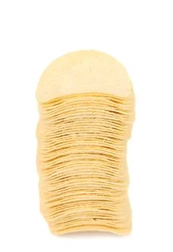  Stack of potato chips on white background Stack of potato chips on a whit... Stock Photos