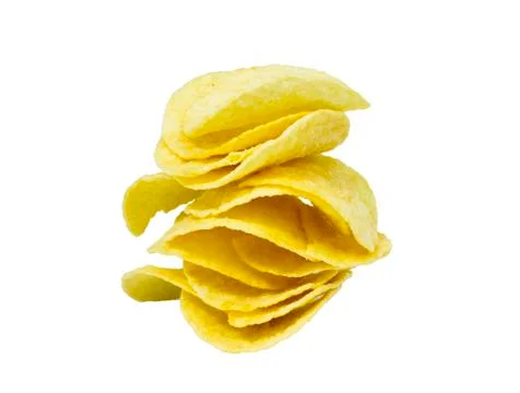 Stack of potato chips on a white Stock Photos