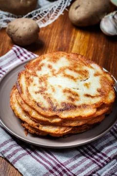 Stack of potato pancakes Stock Photos