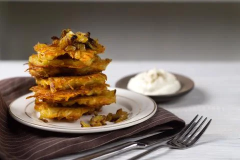 Stack of potato pancakes on a plate Stock Photos