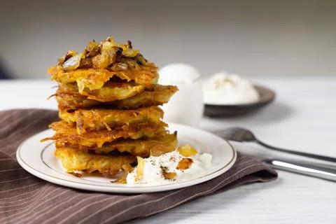 Stack of potato pancakes on a plate Stock Photos