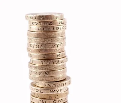 Stack pound coins Stock Photos