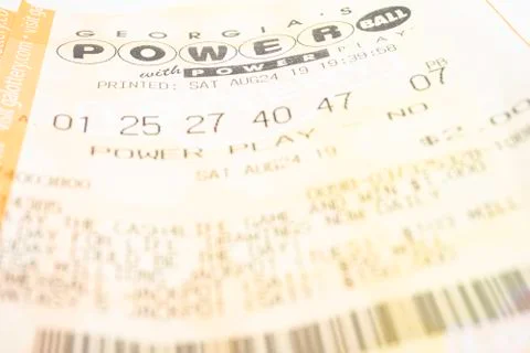 A Stack Of Powerball Lottery Tickets Foto stock