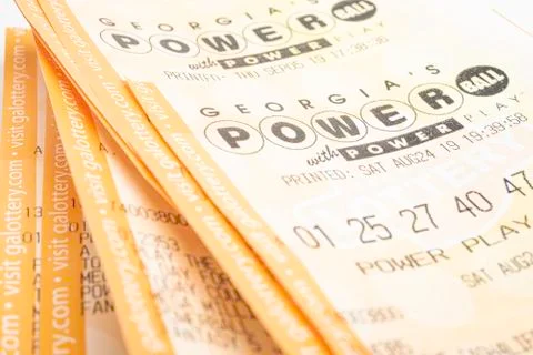 A Stack Of Powerball Lottery Tickets Stock Photos