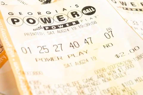 A Stack Of Powerball Lottery Tickets Stock Photos