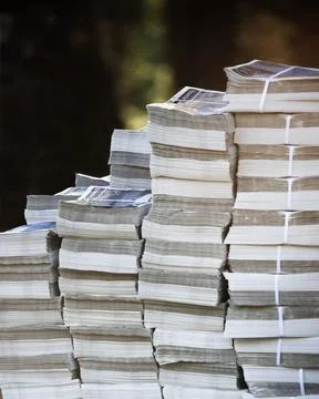 Stack of printed paper booklets. 스톡 사진
