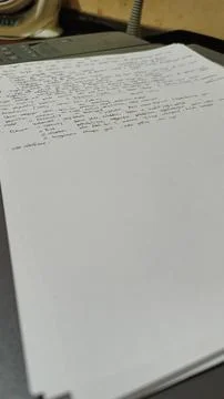 Stack of Printed Papers on Office Printer Tray Stock Photos