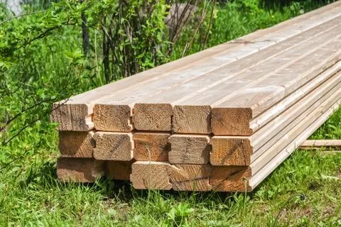 Stack of profiled timber. Stock Photos