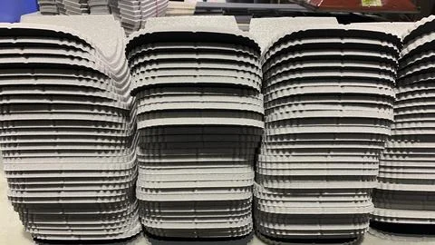 Stack of protective foam packaging material for industrial Stock Photos