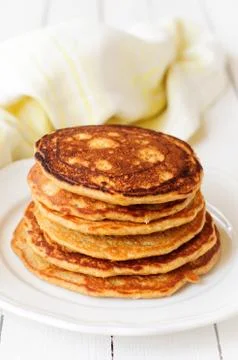 A Stack of Pumpkin Pancakes, copy space for your text Stock Photos