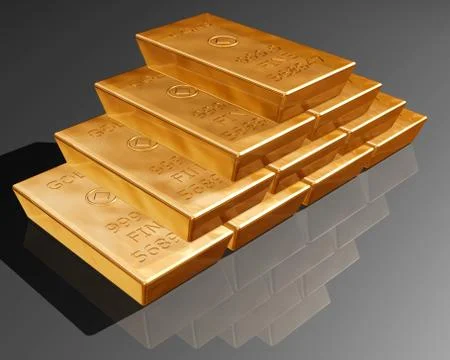 Stack of pure gold bars Stock Illustration
