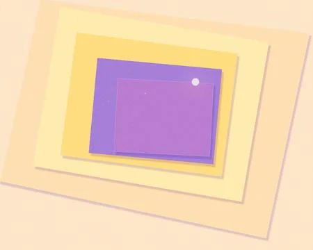A stack of purple and yellow paper notes sits on a soft pastel background, .. Stock-Illustration