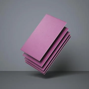Stack of purple business cards in gray studio イラスト素材