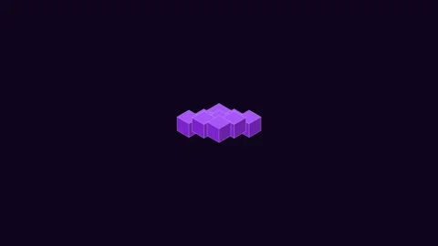 A stack of purple isometric cubes arranged in a geometric pyramid structure Stock Footage 338311241