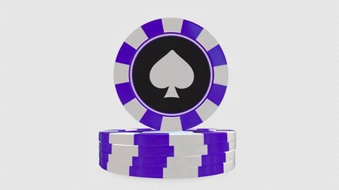 Stack of Purple Poker Chips with Spade Symbol with Alpha Channel. Video stock 344680922