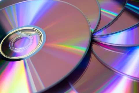 Stack of purple rewritable dvd collection Fotos Stock