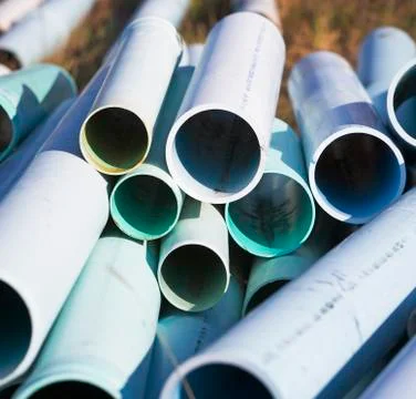 Stack of PVC piping Stock Photos