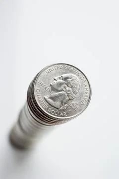 Stack of quarter dollars Stock Photos