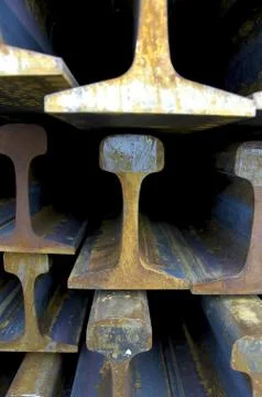 Stack of Railroad Rails Stock Photos