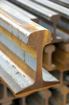 Stack of Railroad Rails Stock Photos