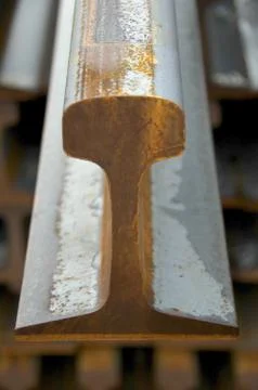 Stack of Railroad Rails Foto stock