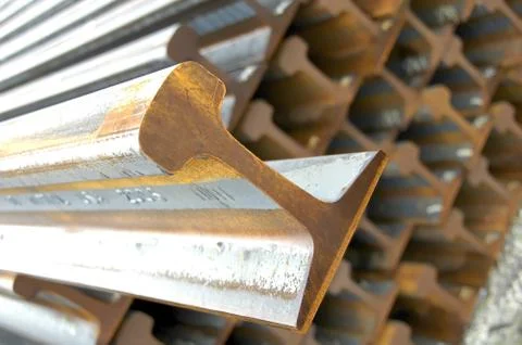 Stack of Railroad Rails Stock Photos