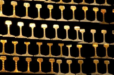 Stack of Railroad Rails Stock Photos