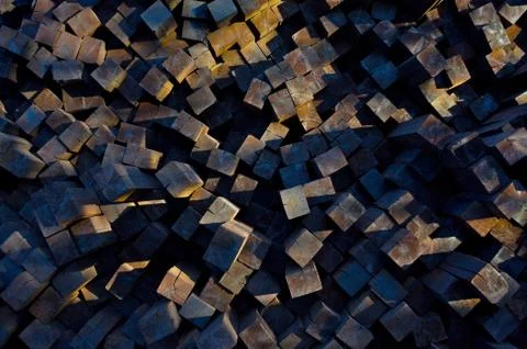 Stack of railway ties Foto stock