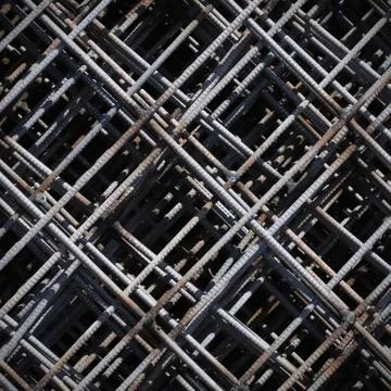 Stack of rebar grids at the construction site Stock Photos