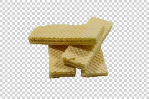 Stack of rectangular crispy wafer cookies with a grid pattern, isolated on .. Stock Photos