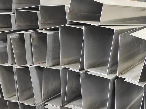 Stack of Rectangular Metal Tubes Foto stock