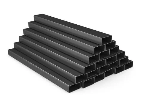 Stack of rectangular steel tubes Illustrazione stock