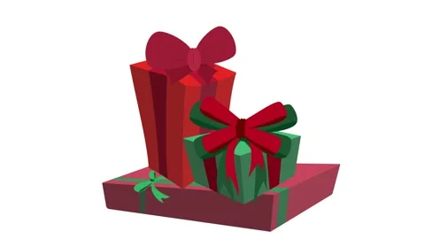 A stack of red and green Christmas presents appears on a white background. Stock Footage 322508268