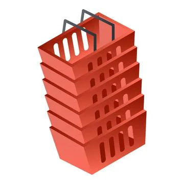 Stack of red basket icon, isometric style Illustrazione stock