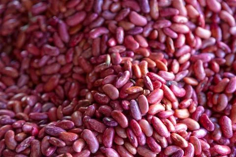 Stack of red beans on a market stall Stock Photos