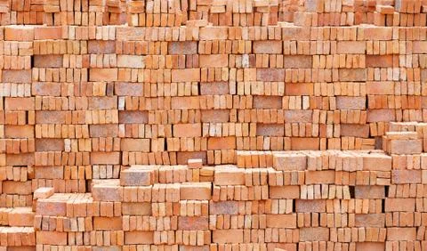 Stack of red brick Stock Photos