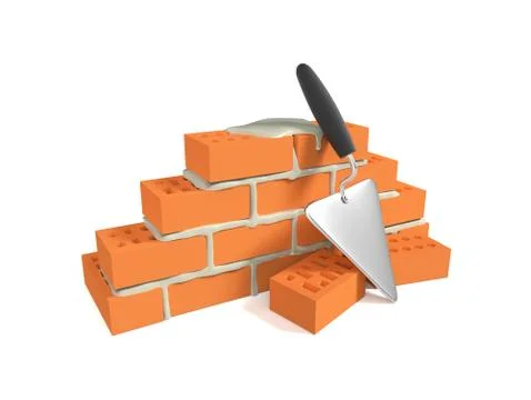 Stack of red bricks and a pallet Stock Illustration