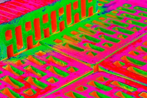 Stack of red bricks for construction, hollow brick. Material for construction Stock Photos