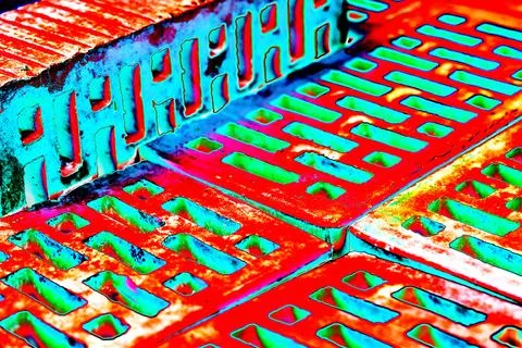 Stack of red bricks for construction, hollow brick. Material for constructi.. Stock Photos