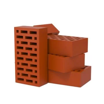 Stack of Red Bricks. Illustrazione stock