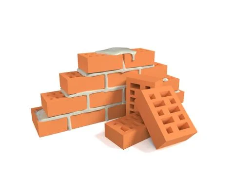 Stack of red bricks 스톡 일러스트