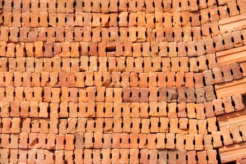 Stack of red bricks Stock Photos